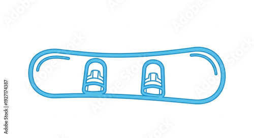 Blue outline of a snowboard with bindings.