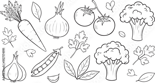 beautiful Vegetable doodle set hand drawn vector design eps
