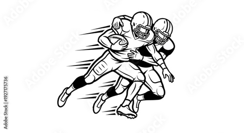 Football players in action, running with the ball, focused on the game.