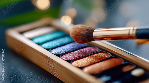 Vibrant eyeshadow palette brings color and creativity to makeup artistry in a cozy setting