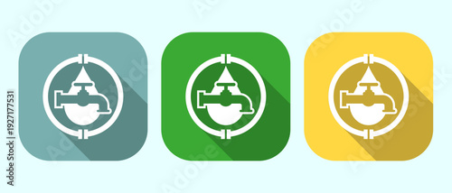 Set of vector illustration plumbing logo concepts with flat design and long shadow