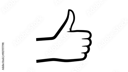 Hand Thumbs Up Gesture, Simple Line Art, Positive Approval, Like Icon