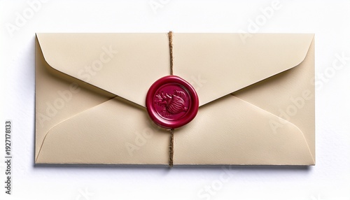 Cream Envelope With Rose Wax Seal Isolated On A Transparent Background