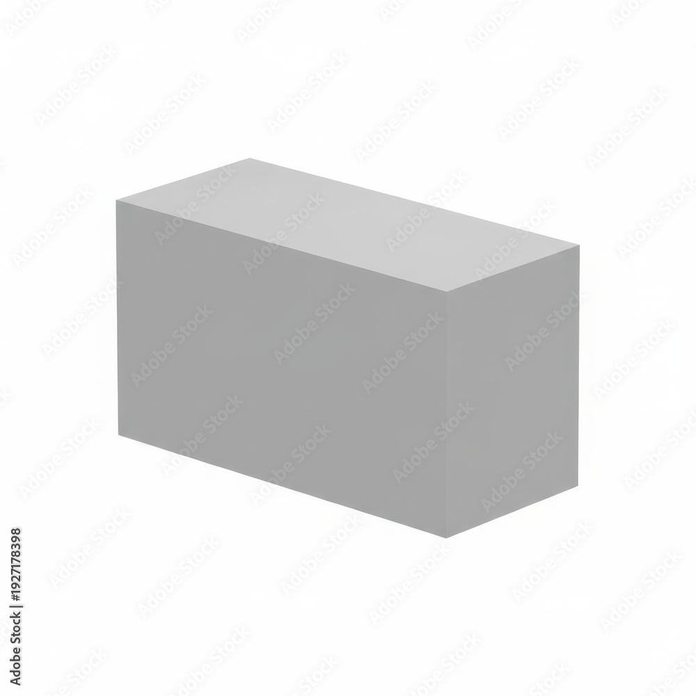 Fototapeta premium A gray rectangular block standing upright against a white background