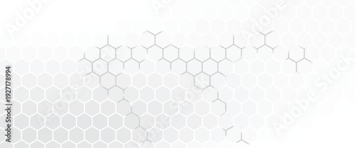 Abstract white hexagon geometric pattern background. Futuristic digital high-technology banner