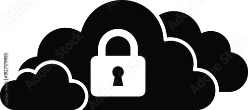 Cloud tax storage illustration with secure padlock icon