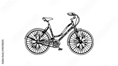 A minimalist vector illustration of a bicycle in a simple black and white design
