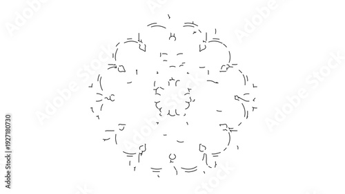 A minimalist vector graphic illustration of birds flying in a circular formation