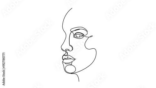 A minimalist line art vector illustration of a woman's face in profile