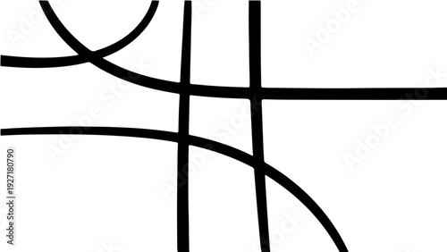 A minimalist vector graphic illustration of intersecting lines and curves in a simple design