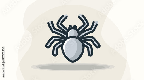 A stylized illustration of a spider in a clean, minimalist design with contrasting colors