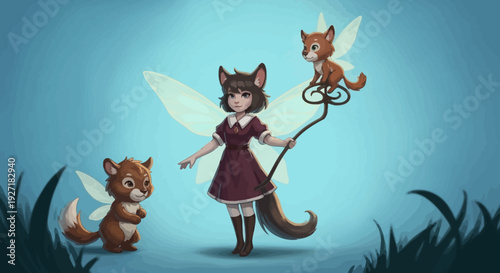 Young Girl Dressed as Fox Fairy.