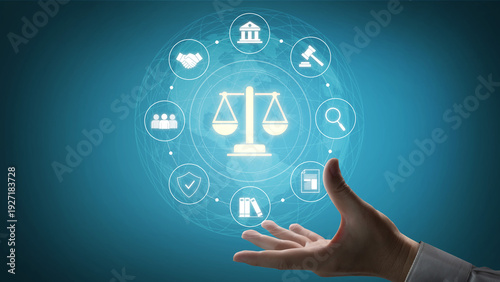 Картината върху платно Justice system ensures legal governance and fairness