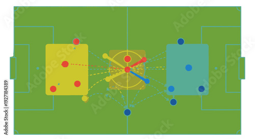 Tactical Diagram of Soccer Players on the Field.