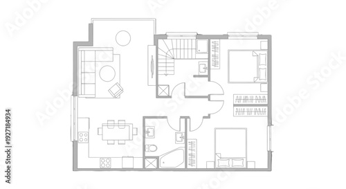 Detailed architectural floor plan of a modern residential building.