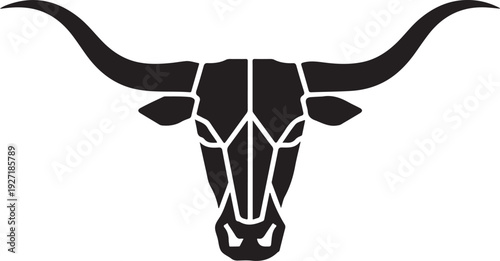 Longhorn Skull Icon – Western Bull Horn Silhouette Vector
