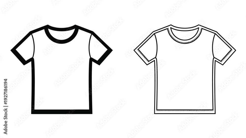 Fototapeta premium Two t shirt designs one filled one outline a stark contrast silhouette