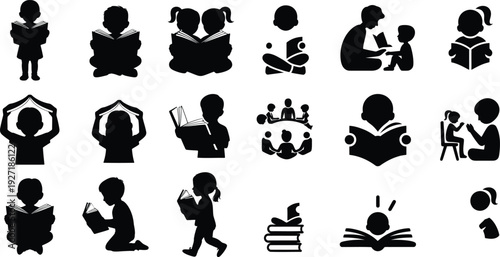 Diverse illustrations of people engaging in various educational and social activities Vector, illustration