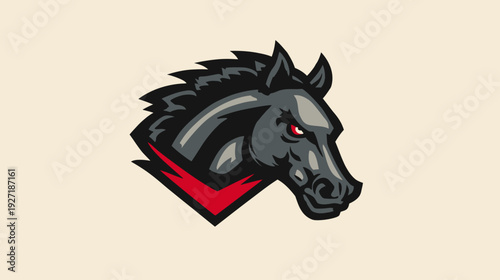 A stylized illustration features a powerful horse head with a determined gaze and a sharp, red accent
