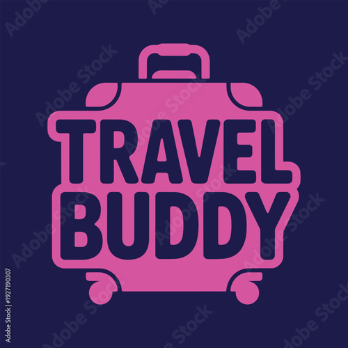 Travel buddy luggage silhouette illustration for tourism branding and backpacker journey theme