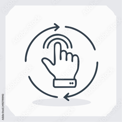 Hand Touching Screen with Fingerprint Icon.