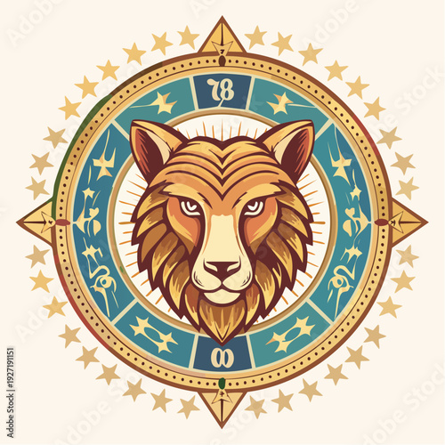 Lion Astrology Zodiac Sign Leo Illustration.