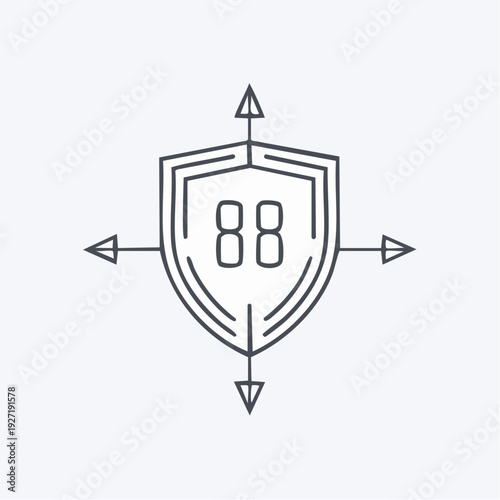 Shield Icon with Number Eighty Eight.