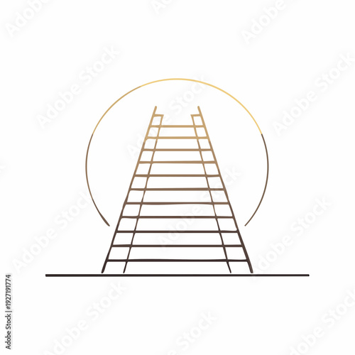 Simple Ladder Illustration with Circle Background Element.