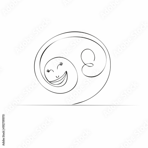 Simple Yin Yang Symbol with Smiling Face.