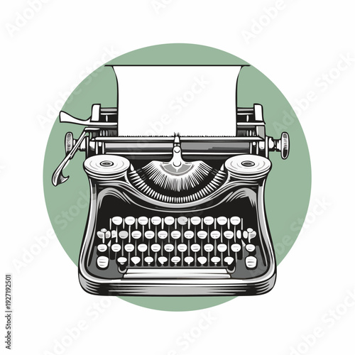 Vintage Typewriter Machine with Paper Inserted.