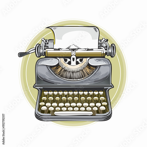Vintage Typewriter with Retro Keys and Design.