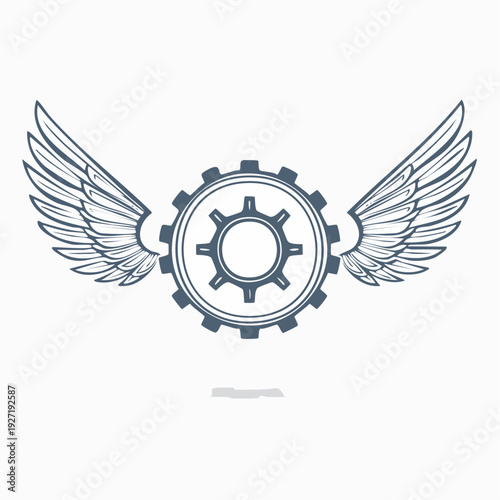 Winged Gear Symbol Innovation Technology Concept.