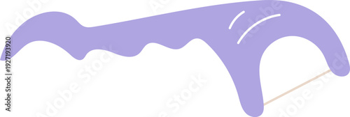 Toothpick with dental floss. Clean teeth routine symbol