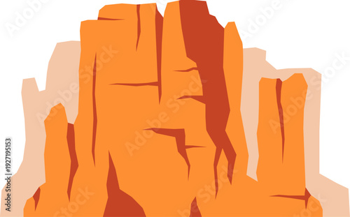 Canyon cliff cartoon icon. Rocky terrain. Tourism top