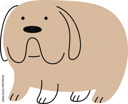 Cute fat dog doodle. Funny face expression pet