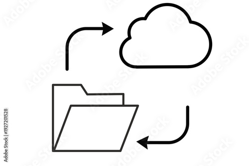 Cloud Folder Sync Line Icon – Data Transfer and Storage Symbol