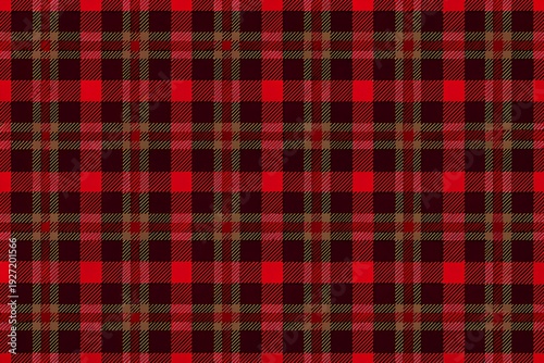 Red and black tartan fabric texture with plaid pattern