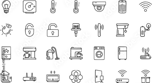 Smart Home Technology Icons: Connected Devices and Appliances for Modern Living