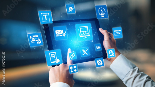 Foto The concept of website design focuses on user experience and functionality
