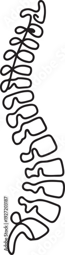 Curvature of the human spine. Scoliosis. One line drawing for different uses. one line art icon drawing vector