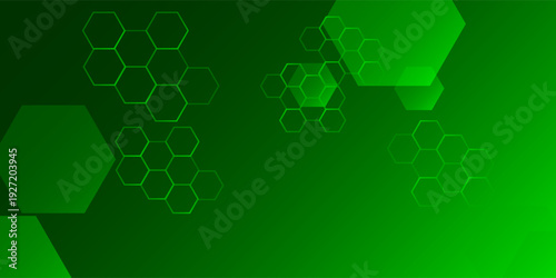 Abstract soft and dark green gradient with hexagon shapes background design