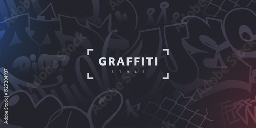 Abstract dark graffiti background with stylized letters, pieces, throws and tags. Underground atmosphere banner design. Ideal for street culture branding, music events, wallpaper, flyers.