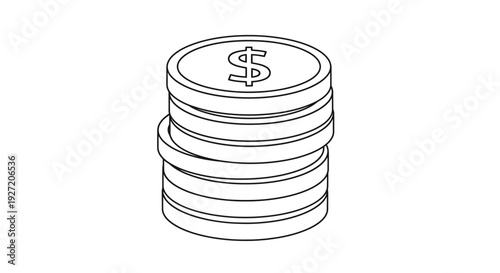 Stack of money coins with dollar.