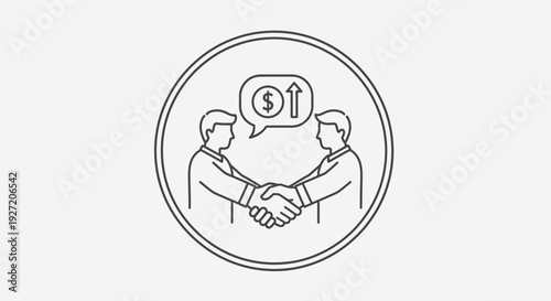 Business partnership handshake with money talk.