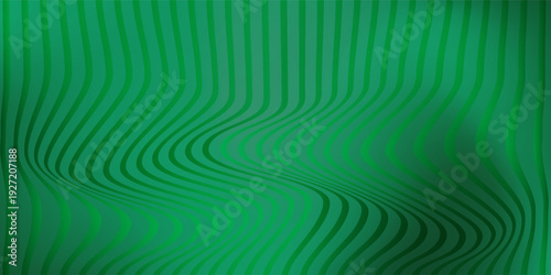 3D deep green stripes line wavy background. Vector illustration