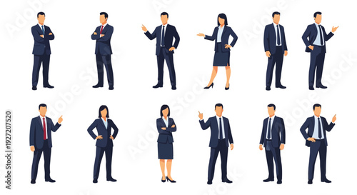 Diverse Business People Vector Set in Various Poses