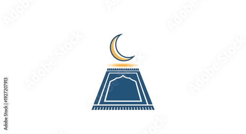 Islamic Prayer Mat with Crescent Moon Symbol.