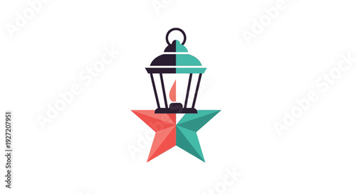 Colorful lantern and stars symbolizing celebration and festivity.