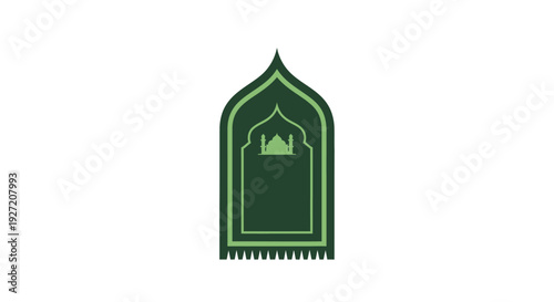 Islamic Mosque Icon Symbol Green Color.
