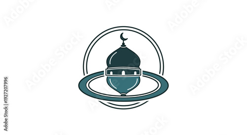 Islamic Mosque Dome Logo Design with Crescent Moon.